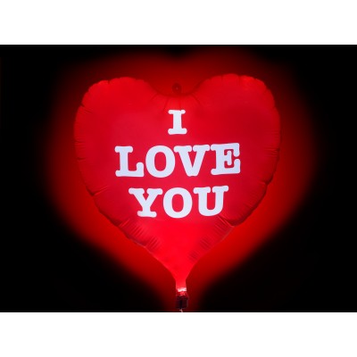 I Love You LED folie hjerte 24" (uden helium)